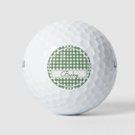 Gingham patroon in het groen met naam golfballen (Voorkant)