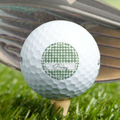 Gingham patroon in het groen met naam golfballen