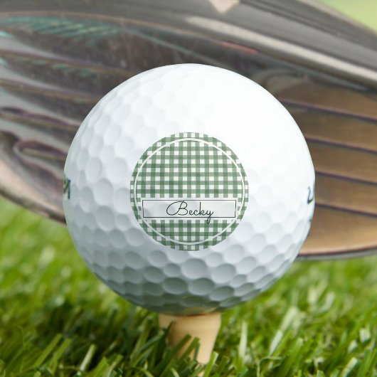 Gingham patroon in het groen met naam golfballen