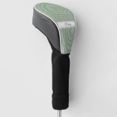 Gingham patroon in het groen met naam golfheadcover (Schuin)