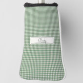 Gingham patroon in het groen met naam golfheadcover (Draai 90)