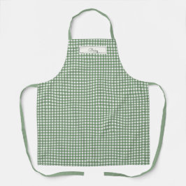 Gingham patroon in het groen met naam schort
