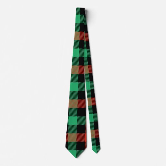 Gingham Patroon in rood, groen en zwart Stropdas (Voorkant)