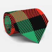 Gingham Patroon in rood, groen en zwart Stropdas (Opgerold)