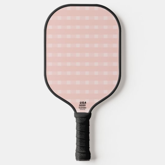 Gingham patroon in roze en pastel perzik pickleball paddle (Voorkant)