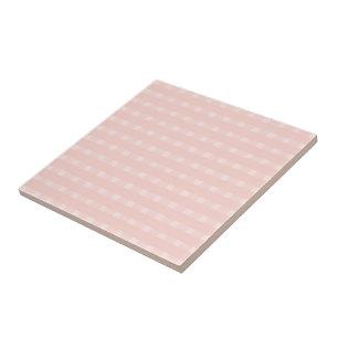 Gingham patroon in roze en pastel perzik tegeltje
