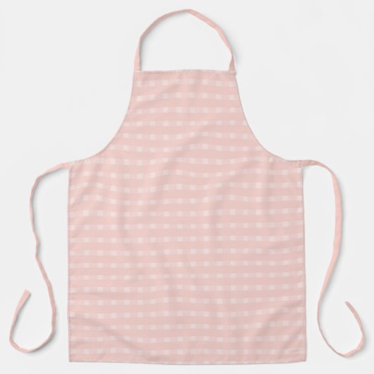 Gingham patroon in roze en pastelperzik schort (Voorkant)