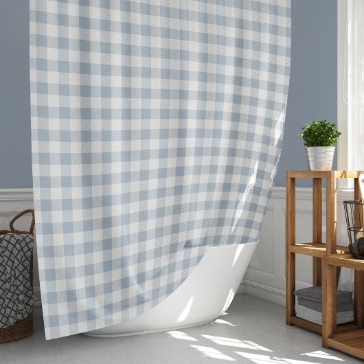 Gingham patroon kust geruit wit gedempt blauw douchegordijn