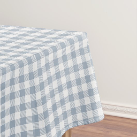 Gingham patroon kust geruit wit gedempt blauw tafelkleed (Voorbeeld)