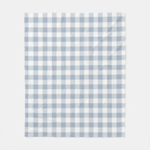 Gingham patroon kust geruit wit gedempte blauwe fleece deken