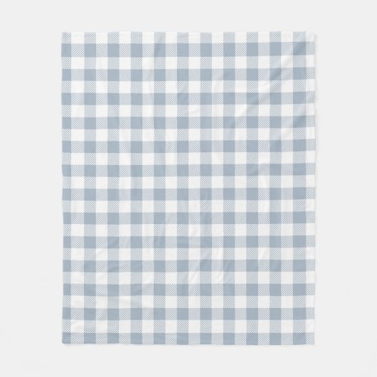 Gingham patroon kust geruit wit gedempte blauwe fleece deken (Voorkant)