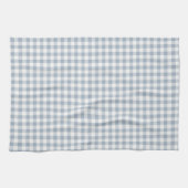 Gingham patroon kust geruit wit gedempte blauwe theedoek (Horizontaal)