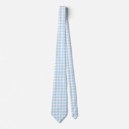 Gingham patroon Lichtblauw en Wit Stropdas