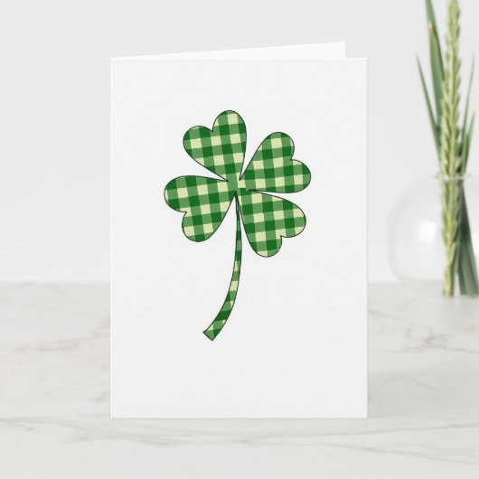 Gingham patroon Lucky Clover kaart (Voorkant)