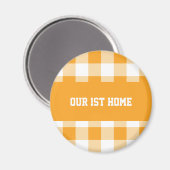 Gingham Patroon Ons 1e Huis Magneet (Voorkant / Achterkant)