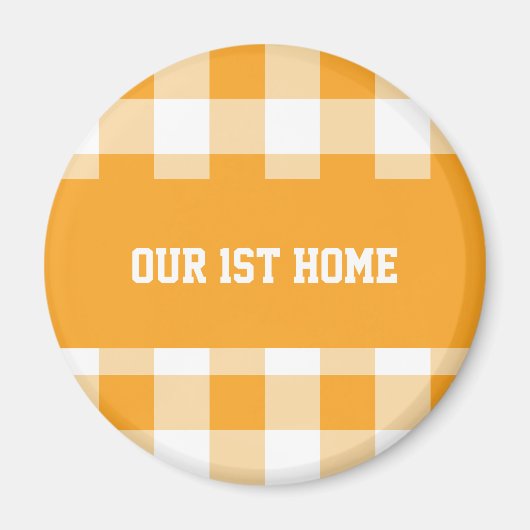 Gingham Patroon Ons 1e Huis Magneet (Voorkant)