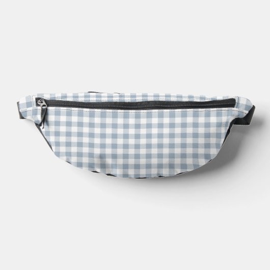 Gingham patroon preppy geruit wit gedempte blauwe heuptasje (Liggend)