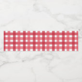 Gingham Patroon: Rood Waterfles Etiket (Enkel label)