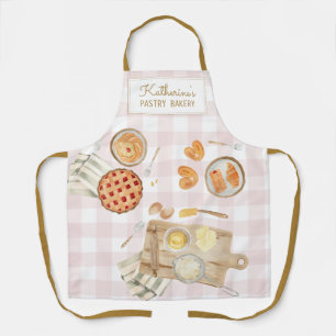 Gingham Patroon Waterverf Gebak Bakken Bakkerij Schort