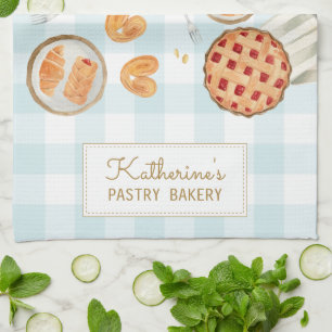 Gingham Patroon Waterverf Gebak Bakken Bakkerij Theedoek