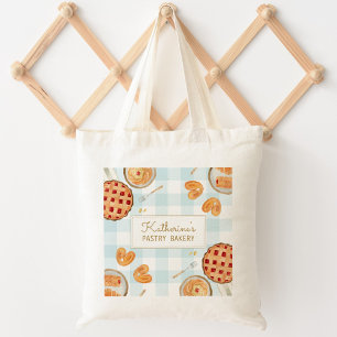 Gingham Patroon Waterverf Gebak Bakken Bakkerij Tote Bag
