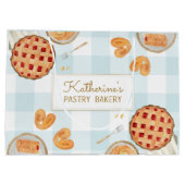 Gingham Patroon Waterverf Gebak Bakkerij Groot Cadeauzakje (Achterkant)