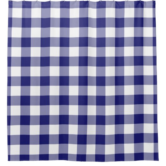 Gingham Pattern Blue en White gecontroleerd Douchegordijn (Voorkant)
