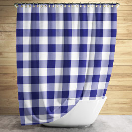 Gingham Pattern Blue en White gecontroleerd Douchegordijn