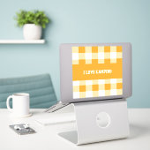 Gingham Pattern Button Sticker (Laptop op bureau)