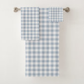 Gingham Pattern Coastal Checkered White Muted Blue Bad Handdoek (Insitu)