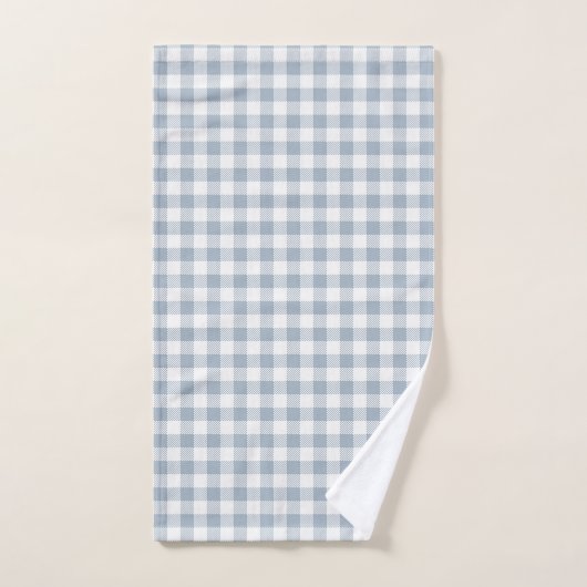Gingham Pattern Coastal Checkered White Muted Blue Bad Handdoek (Handdoek)