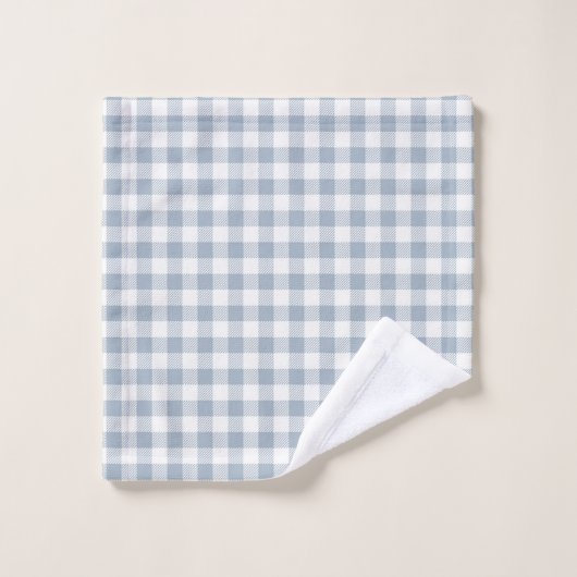 Gingham Pattern Coastal Checkered White Muted Blue Bad Handdoek (Wasdoekje)