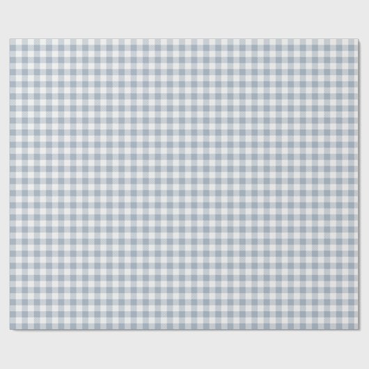 Gingham Pattern Coastal Checkered White Muted Blue Cadeaupapier (Vlak)