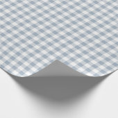 Gingham Pattern Coastal Checkered White Muted Blue Cadeaupapier (Hoek)