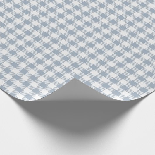 Gingham Pattern Coastal Checkered White Muted Blue Cadeaupapier (Hoek)