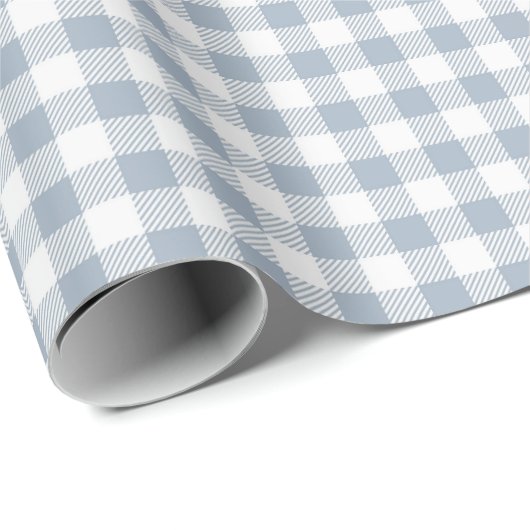 Gingham Pattern Coastal Checkered White Muted Blue Cadeaupapier (Rol Hoek)