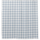 Gingham Pattern Coastal Checkered White Muted Blue Douchegordijn (Voorkant)