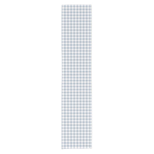 Gingham Pattern Coastal Checkered White Muted Blue Korte Tafelloper (Voorkant)