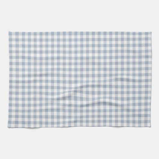 Gingham Pattern Coastal Checkered White Muted Blue Theedoek (Horizontaal)