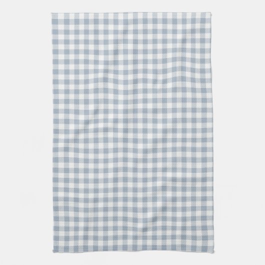 Gingham Pattern Coastal Checkered White Muted Blue Theedoek (Verticaal)
