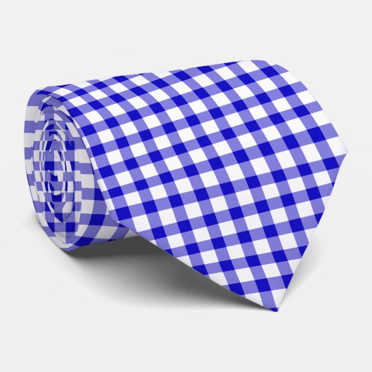 Gingham Pattern Cobalt Wedding Stropdassen (Opgerold)