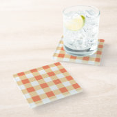 Gingham Pattern Glazen Onderzetter (Schuin)