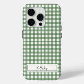 Gingham Pattern in Green with Name Case-Mate iPhone Case (Achterkant)