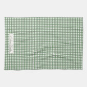 Gingham Pattern in Green with Name Theedoek (Horizontaal)