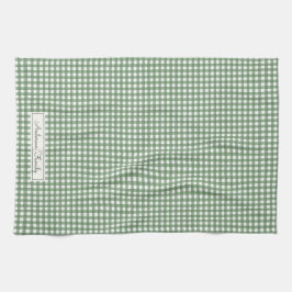 Gingham Pattern in Green with Name Theedoek