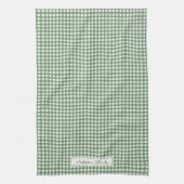 Gingham Pattern in Green with Name Theedoek (Verticaal)