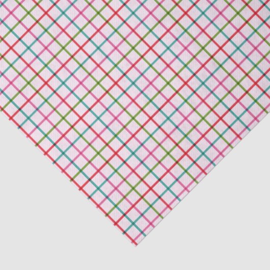 Gingham Pattern in Pink, Red, Green and Turquoise Tissuepapier (Detail)