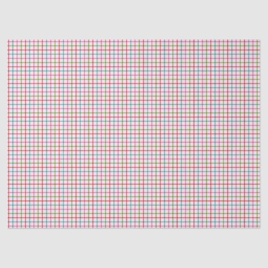 Gingham Pattern in Pink, Red, Green and Turquoise Tissuepapier (Voorkant)
