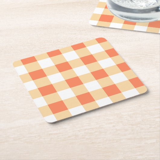Gingham Pattern Kartonnen Onderzetters (Schuin)