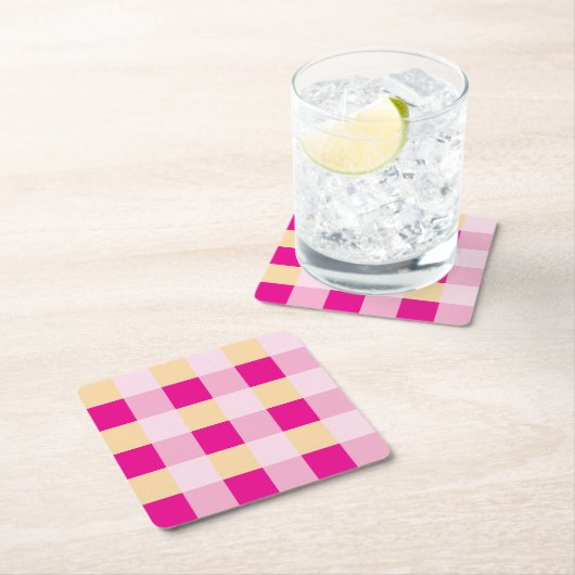 Gingham Pattern Kartonnen Onderzetters (Insitu)